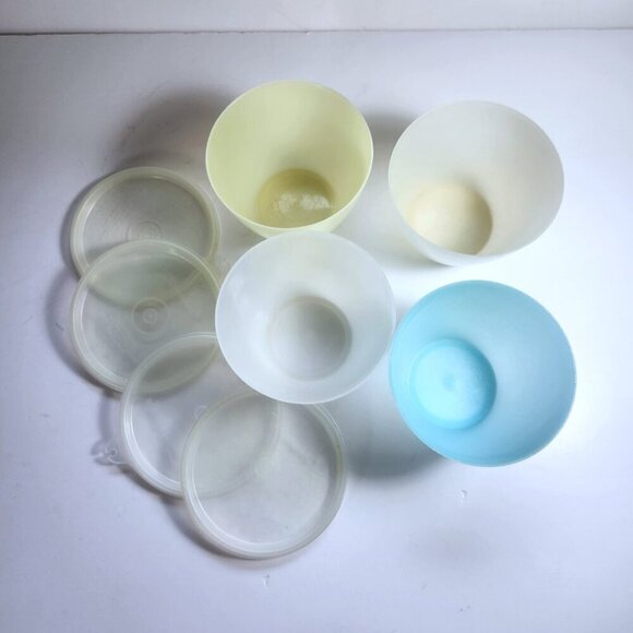 Tupperware Refrigerator Bowls with Lids Storage Container 148 Green Yellow White - Picture 3 of 8